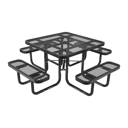 Vestil Square Picnic Table, Black, Expandable Metal, 80.5 in L PT-MX-ST-46-BK